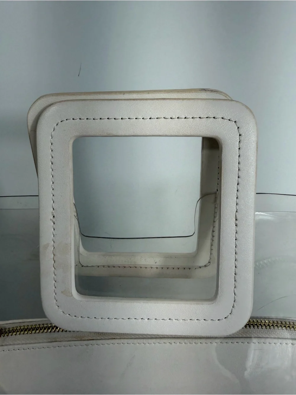 STAUD Shirley Clear PVC Tote Bag White Zip Pouch Insert Transparent Beach Bag